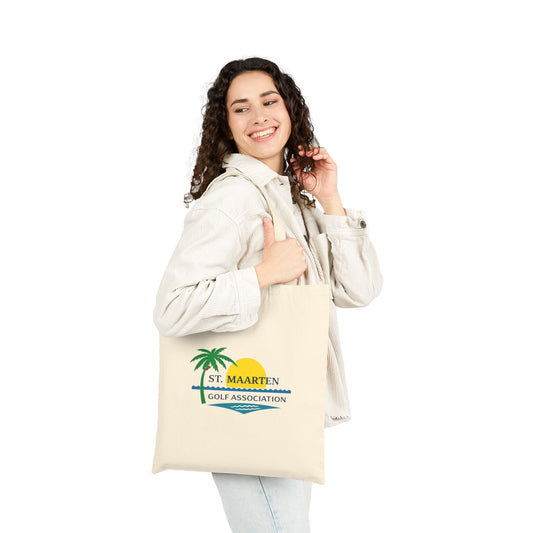 St. Maarten Golf Association Canvas Tote Bag — Tropical Palm & Sunset Reusable Shopper