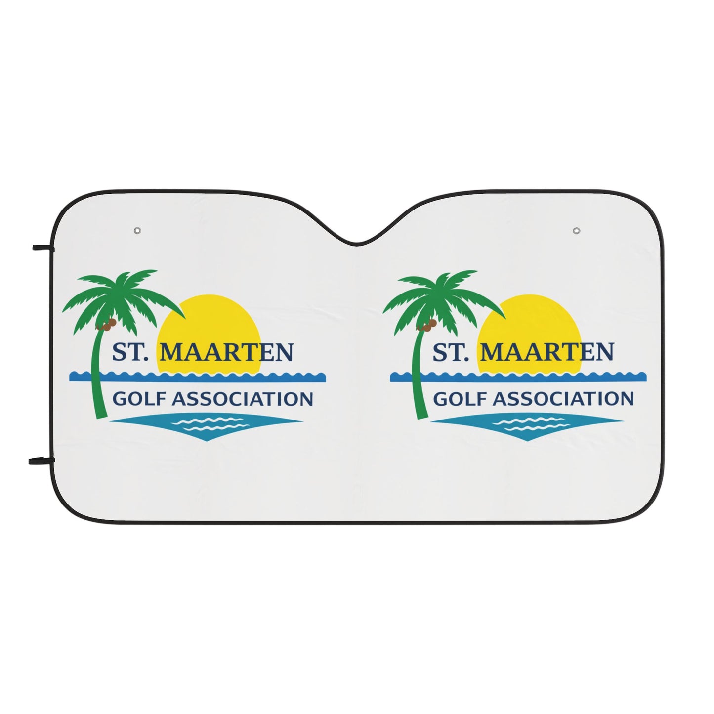 St. Maarten Golf Association Car Sun Shade – Tropical Palm & Sunset Windshield Cover