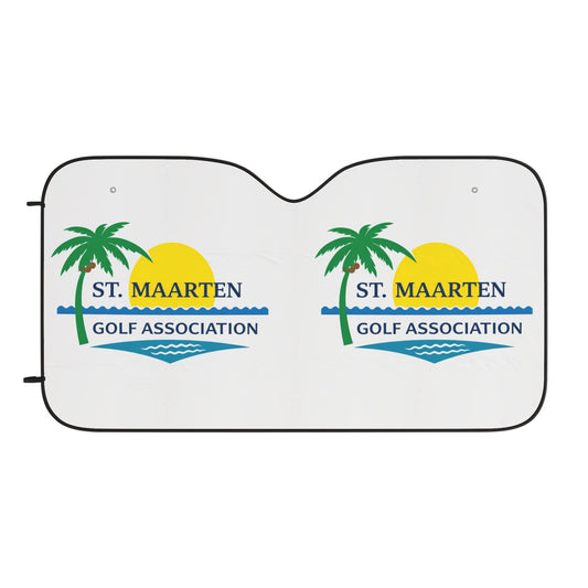 St. Maarten Golf Association Car Sun Shade – Tropical Palm & Sunset Windshield Cover