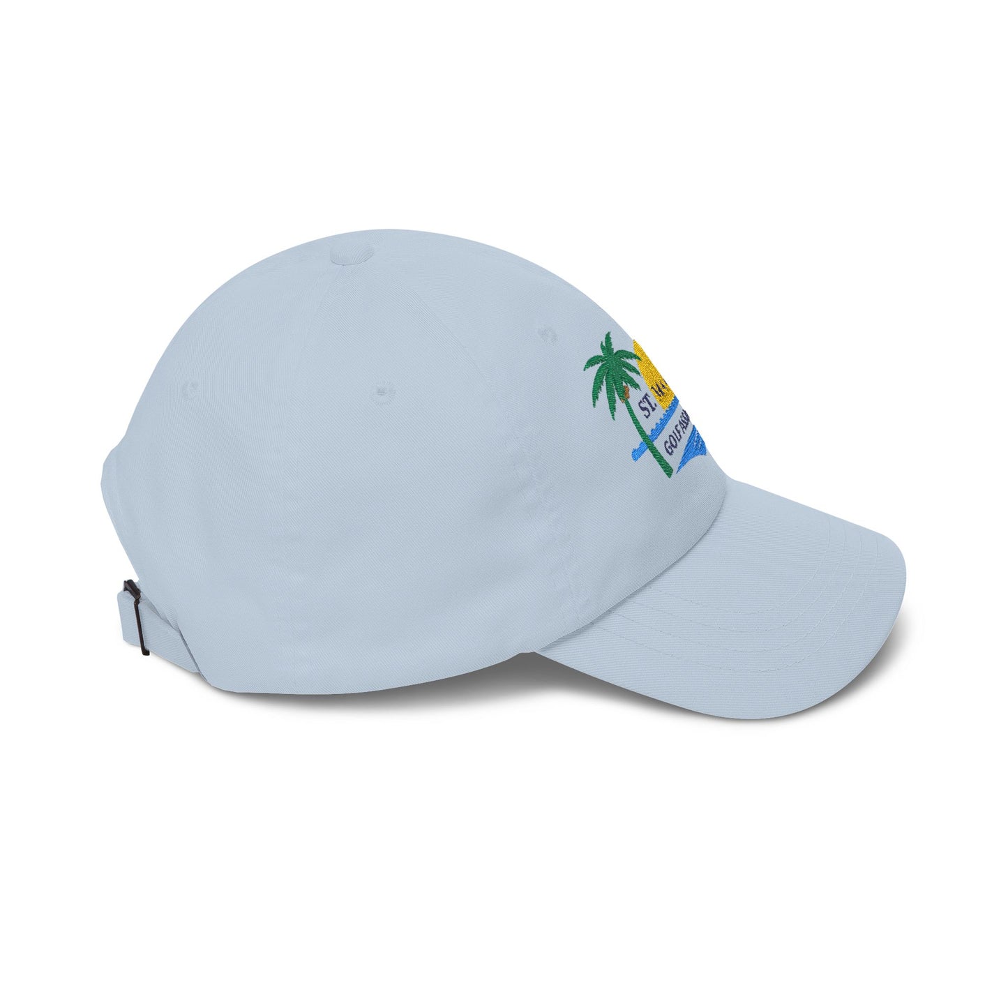 St. Maarten Golf Association Embroidered Dad Cap — Tropical Palm & Sunset Hat