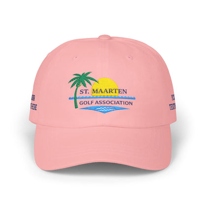St. Maarten Golf Association Dad Cap — Tropical Palm & Sunset Embroidered Hat