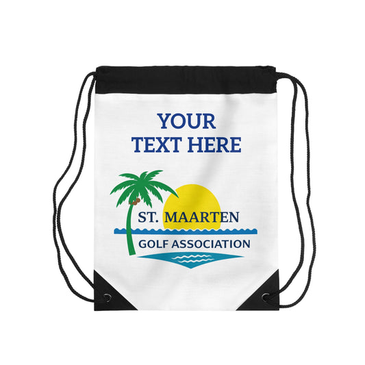 St. Maarten Golf Association Drawstring Bag — Customizable "Your Text Here" Beach Golf Gym Sack