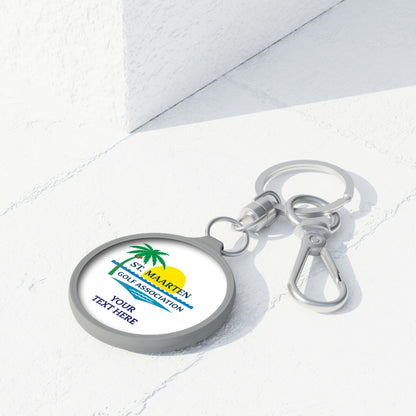 St. Maarten Golf Association Keyring Tag — Tropical Palm & Sunset Keychain