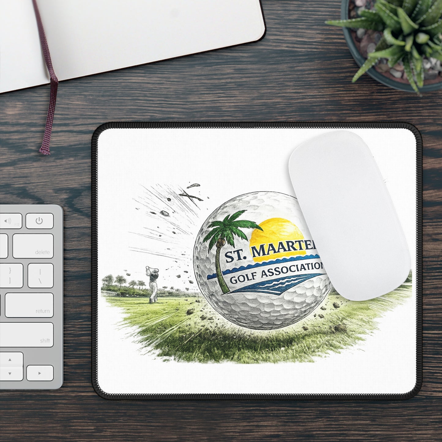 St. Maarten Golf Association Mouse Pad — Tropical Golf Ball Design