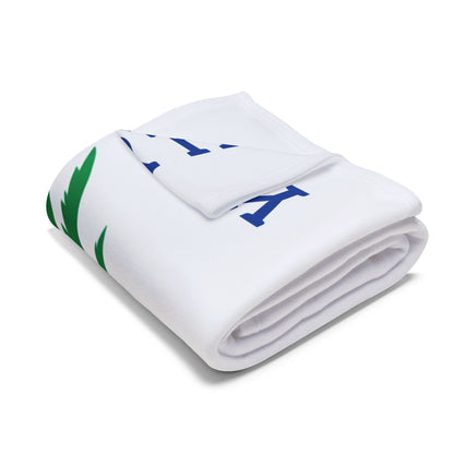 St. Maarten Golf Association Arctic Fleece Blanket — Custom Text Palm Tree Sunset Design