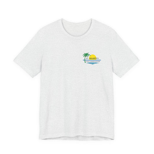 Official SMGA tropical golf T-shirt in ash with left-chest logo