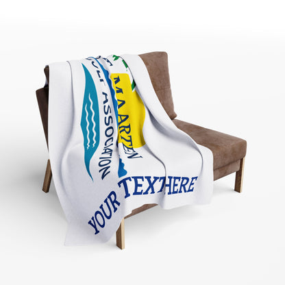 St. Maarten Golf Association Arctic Fleece Blanket — Custom Text Palm Tree Sunset Design