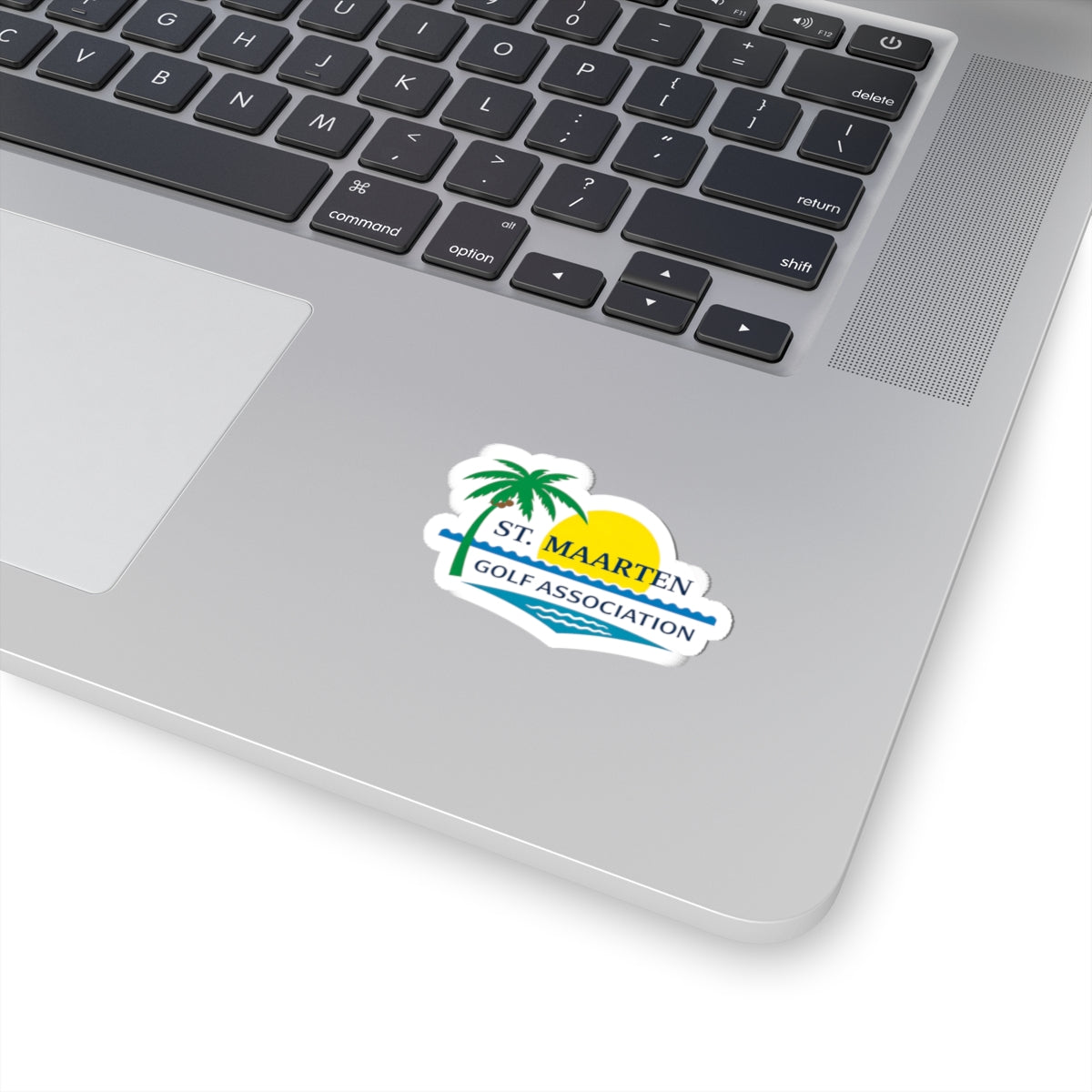 St. Maarten Golf Association Sticker — Tropical Palm Sunset Logo (Kiss-Cut)