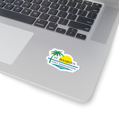 St. Maarten Golf Association Sticker — Tropical Palm Sunset Logo (Kiss-Cut)