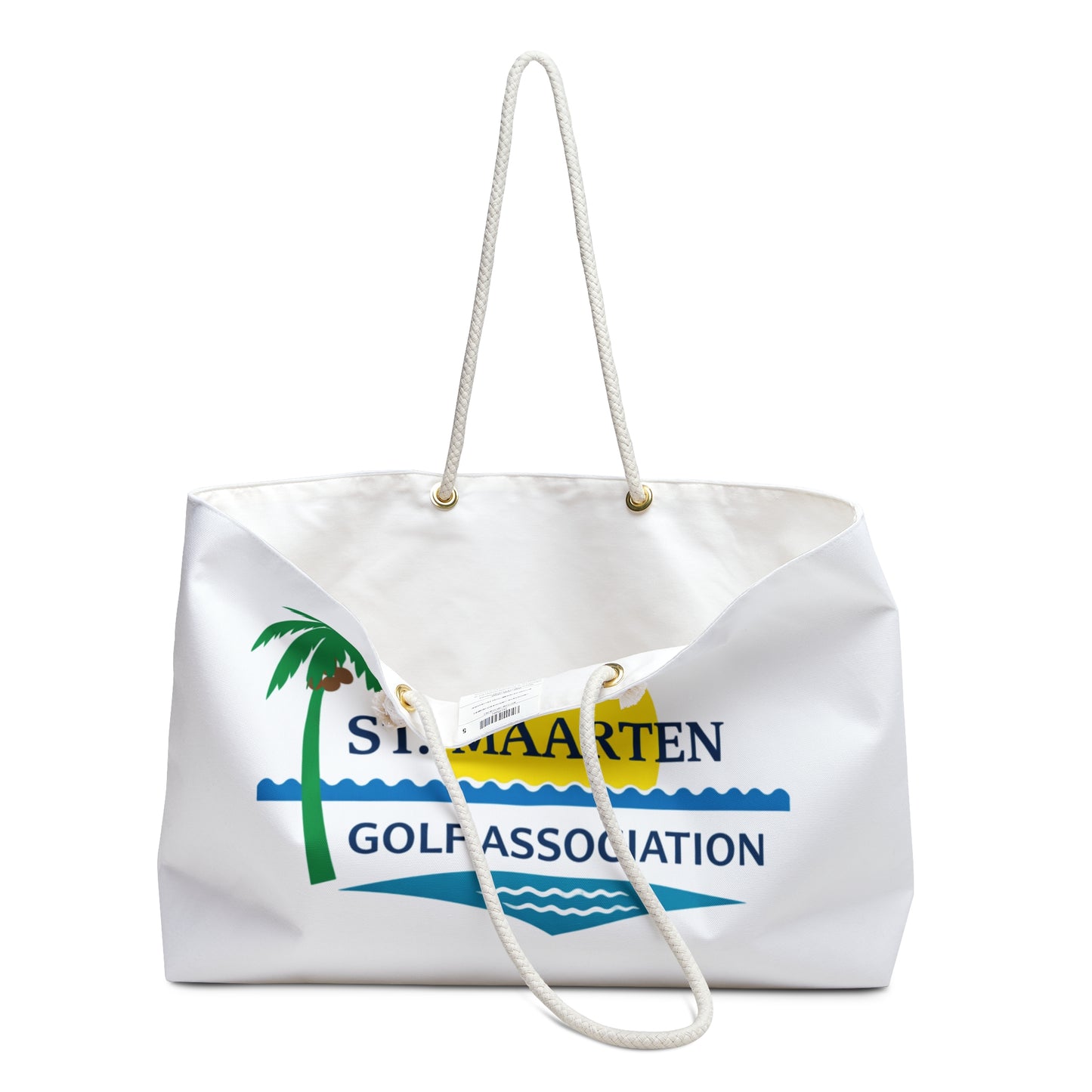 St. Maarten Golf Association Weekender Bag – Beach Tote with Palm & Sunset Logo