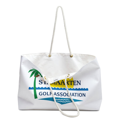 St. Maarten Golf Association Weekender Bag – Beach Tote with Palm & Sunset Logo