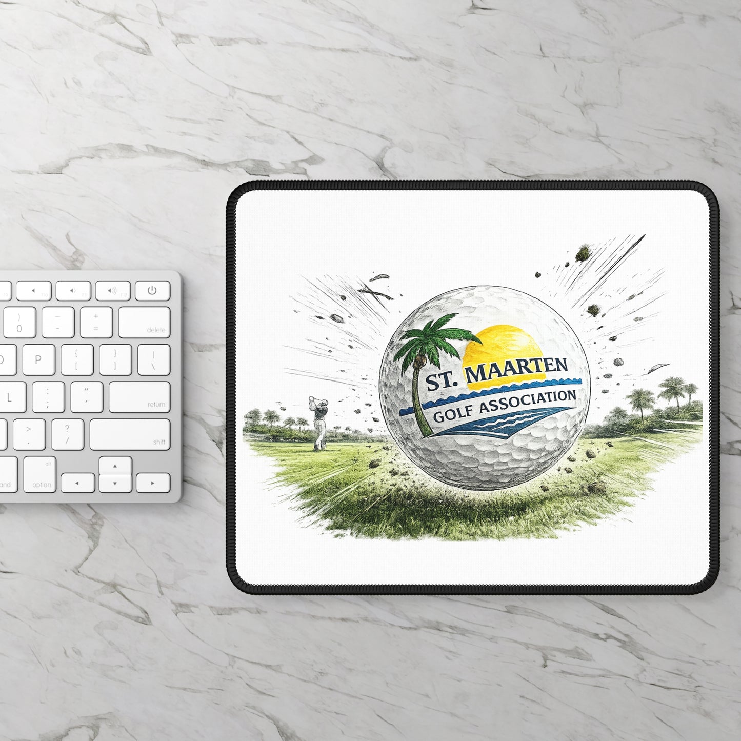 St. Maarten Golf Association Mouse Pad — Tropical Golf Ball Design