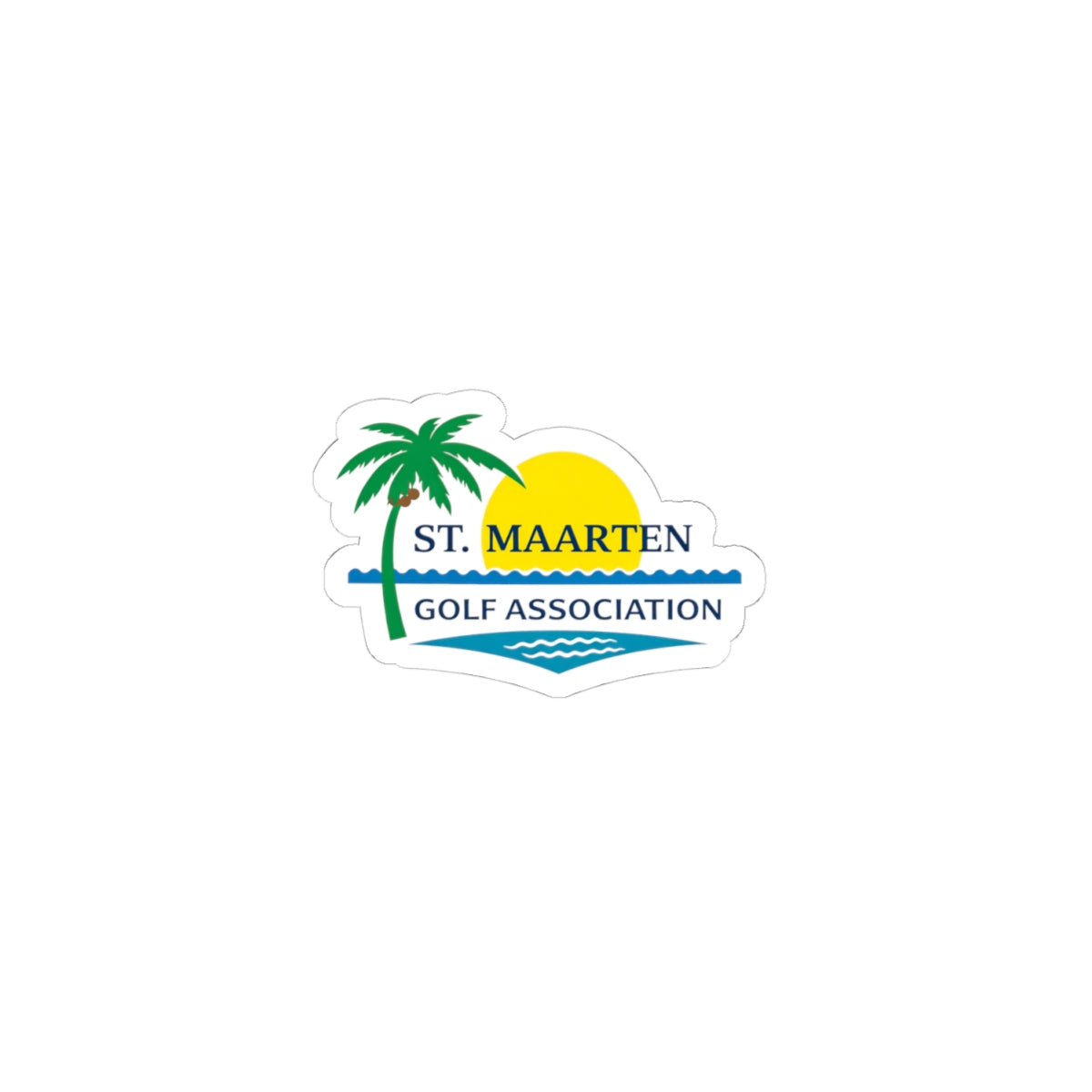 St. Maarten Golf Association Sticker — Tropical Palm Sunset Logo (Kiss-Cut)