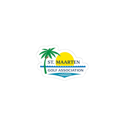 St. Maarten Golf Association Sticker — Tropical Palm Sunset Logo (Kiss-Cut)
