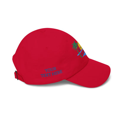 St. Maarten Golf Association Dad Cap — Tropical Palm & Sunset Embroidered Hat