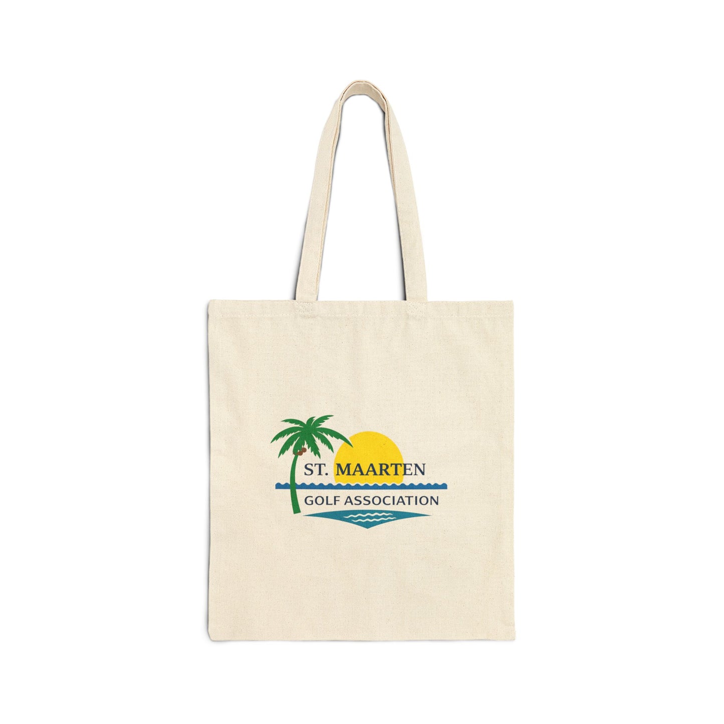 St. Maarten Golf Association Canvas Tote Bag — Tropical Palm & Sunset Reusable Shopper