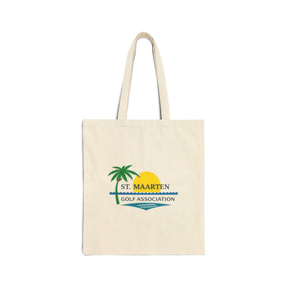 St. Maarten Golf Association Canvas Tote Bag — Tropical Palm & Sunset Reusable Shopper