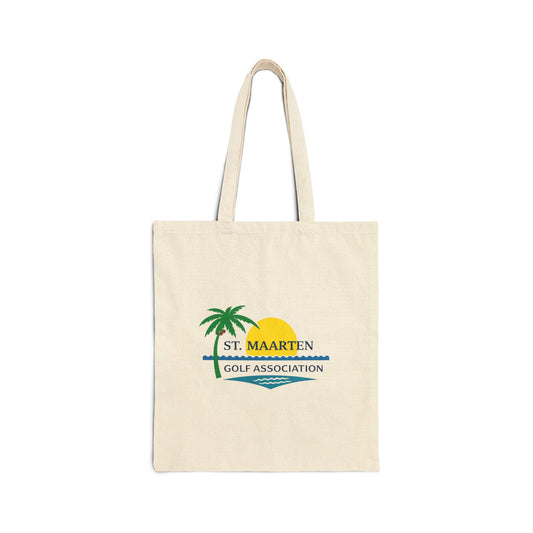 St. Maarten Golf Association Canvas Tote Bag — Tropical Palm & Sunset Reusable Shopper