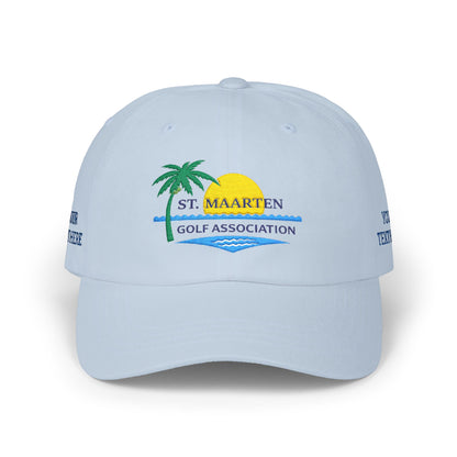 St. Maarten Golf Association Dad Cap — Tropical Palm & Sunset Embroidered Hat